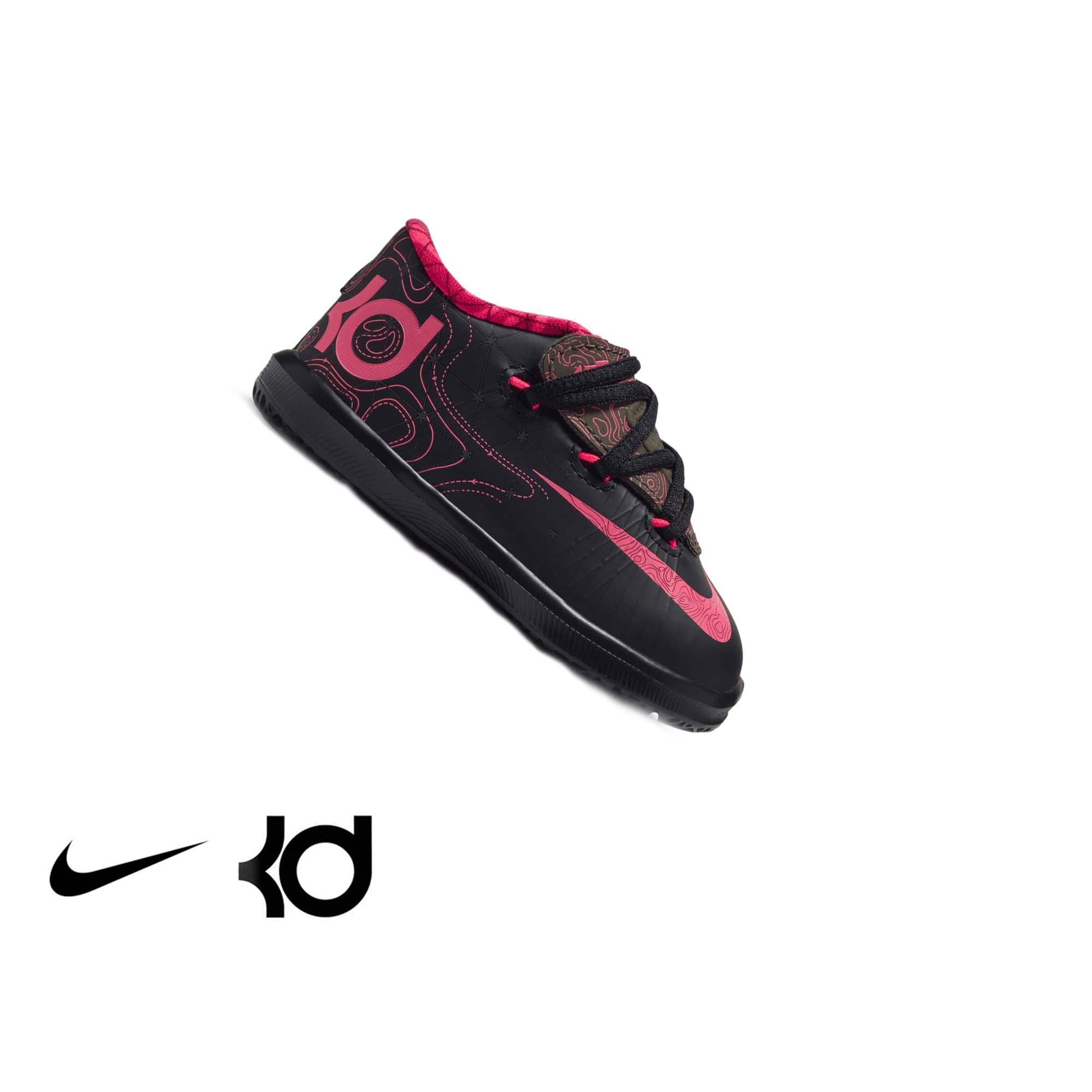 Nike KD 6 "Meteorology" Toddler Kids' Shoe - BLACK/ATOMIC RED-MEDIUM OLIVE/NOBLE RED